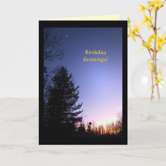 Verjaardag Twilight Moon Kaart (Gele Bloem)