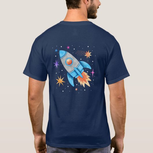Verjaardag Twins Rocket Astronaut Space T-shirt (Achterkant)
