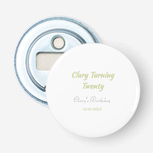 Verjaardag twintig wordt groen grijs pastel retro button flesopener