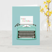 Verjaardag typemachine kaart (Gele Bloem)