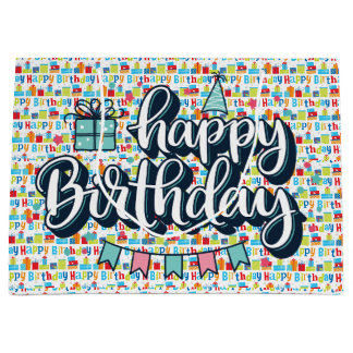 Verjaardag typografie groot cadeauzakje