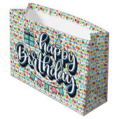 Verjaardag typografie groot cadeauzakje (Achterkant Gekanteld)