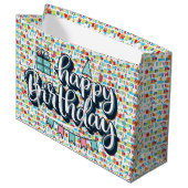 Verjaardag typografie groot cadeauzakje (Voorkant Gekanteld)