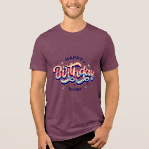 Verjaardag typografie uitspraken Tri-Blend shirt