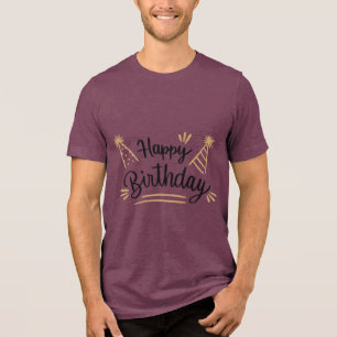 Verjaardag typografie uitspraken Tri-Blend shirt