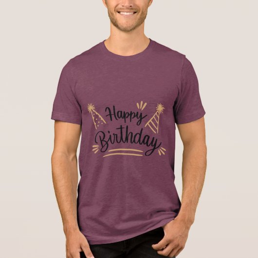 Verjaardag typografie uitspraken Tri-Blend shirt (Voorkant)
