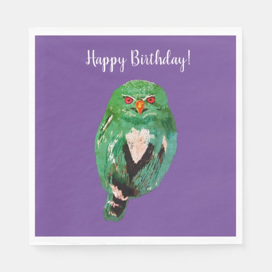 Verjaardag Uil Art Papier servet (Voorkant)