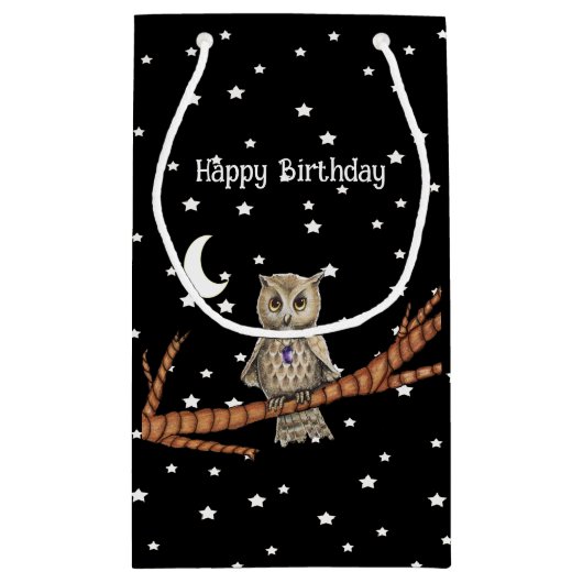 Verjaardag Uil Crystal Ketting Branch Moon Stars Klein Cadeauzakje (Achterkant)