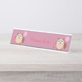 Verjaardag uil gepersonaliseerde bureau teken bureau naambordje (Voorkant)