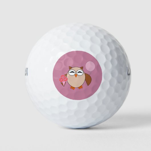 Verjaardag Uil Golfbal Golfballen (Voorkant)