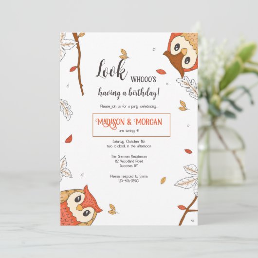 Verjaardag Uilen Kaart (Staand voorkant)