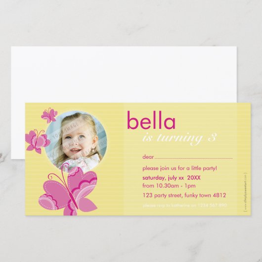 VERJAARDAG UITNODIGEN FOTOKAART :: flutterbybutter (Voorkant / Achterkant)