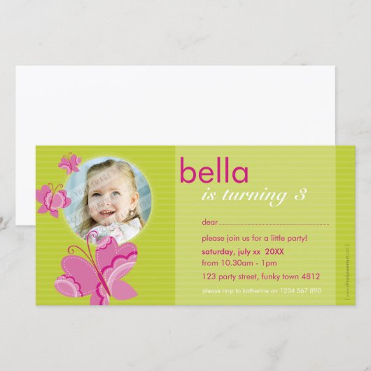 VERJAARDAG UITNODIGEN FOTOKAART :: flutterbybutter (Voorkant / Achterkant)