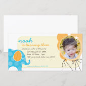 VERJAARDAG UITNODIGEN FOTOKAART :: olifant + ballo (Voorkant / Achterkant)