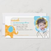 VERJAARDAG UITNODIGEN FOTOKAART :: olifant + ballo (Voorkant)