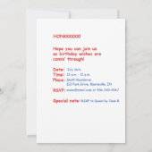 Verjaardag Uitnodiging Aangepaste naam, Matthew Ag (Achterkant)