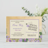 Verjaardag uitnodiging Briefkaart Paarse Lila Uitn (Staand voorkant)