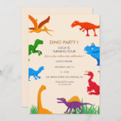 Verjaardag uitnodiging dinosaurus uitnodiging (Voorkant / Achterkant)