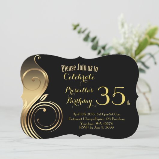 Verjaardag Uitnodiging, elke leeftijd, Gatsby stij Kaart (Staand voorkant)