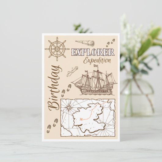Verjaardag Uitnodiging Explorer Expedition (Staand voorkant)