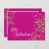 VERJAARDAG UITNODIGING:: fabulous 1 Uitnodiging Briefkaart (Voorkant / Achterkant)