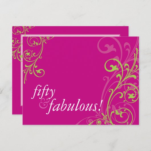 VERJAARDAG UITNODIGING:: fabulous 1 Uitnodiging Briefkaart (Voorkant / Achterkant)