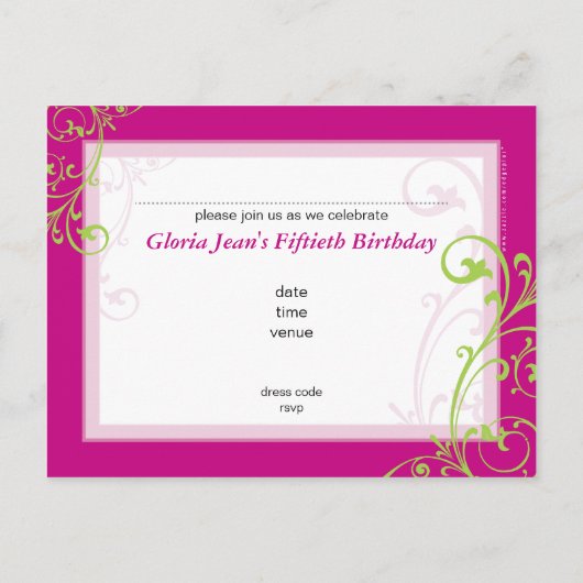 VERJAARDAG UITNODIGING:: fabulous 1 Uitnodiging Briefkaart (Achterkant)