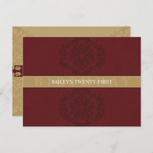 VERJAARDAG UITNODIGING:: finesse 1 Uitnodiging Briefkaart (Voorkant / Achterkant)