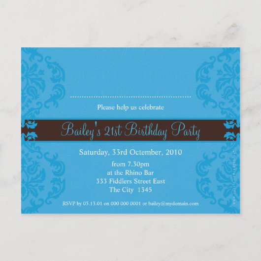 VERJAARDAG UITNODIGING:: finesse 2 Uitnodiging Briefkaart (Achterkant)