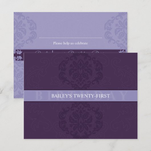 VERJAARDAG UITNODIGING:: finesse 3 Uitnodiging Briefkaart (Voorkant / Achterkant)