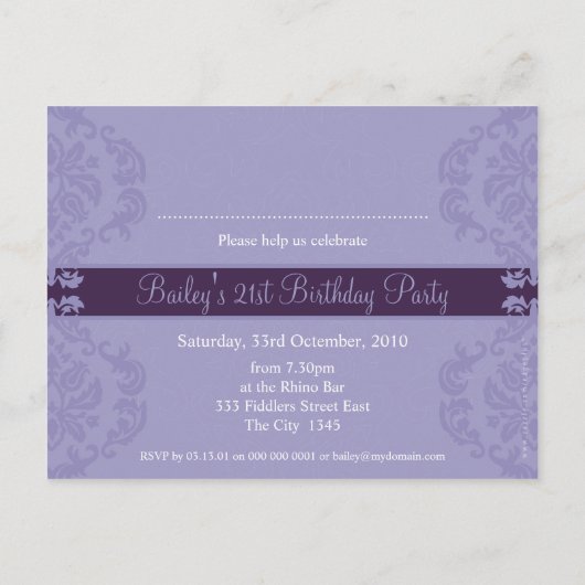 VERJAARDAG UITNODIGING:: finesse 3 Uitnodiging Briefkaart (Achterkant)