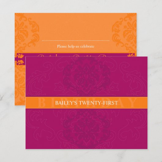 VERJAARDAG UITNODIGING:: finesse 5 Uitnodiging Briefkaart (Voorkant / Achterkant)