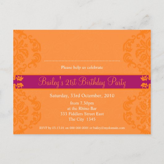 VERJAARDAG UITNODIGING:: finesse 5 Uitnodiging Briefkaart (Achterkant)