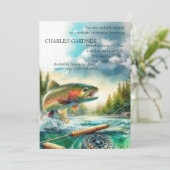 Verjaardag Uitnodiging Forel Vliegvissen (Staand voorkant)