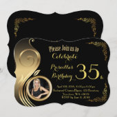 Verjaardag Uitnodiging Foto, elke leeftijd, Gatsby (Voorkant / Achterkant)