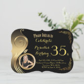 Verjaardag Uitnodiging Foto, elke leeftijd, Gatsby (Staand voorkant)