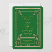 Verjaardag uitnodiging, grote Gatsby, goud, groen Kaart (Voorkant)