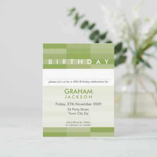 VERJAARDAG UITNODIGING:: modern rechthoekig paneel Uitnodiging Briefkaart (Staand voorkant)