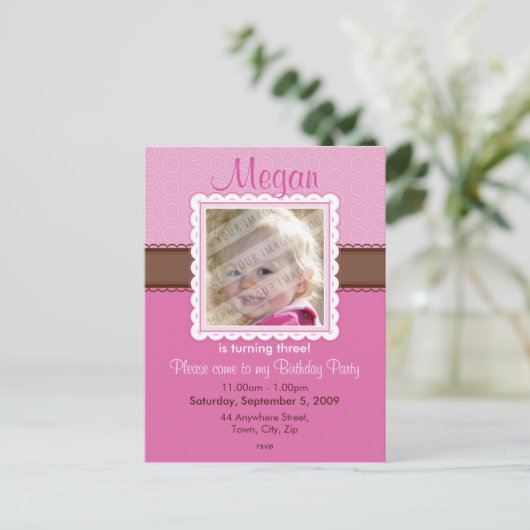 VERJAARDAG UITNODIGING:: mooi 2 Uitnodiging Briefkaart (Staand voorkant)