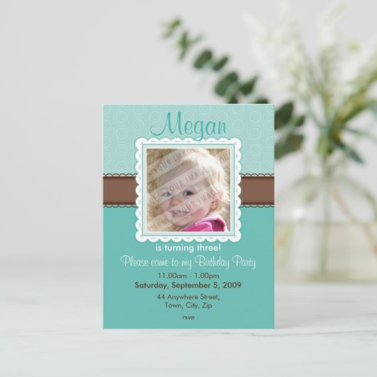 VERJAARDAG UITNODIGING:: mooi 7 Uitnodiging Briefkaart (Staand voorkant)