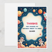 Verjaardag Uitnodiging Ruimtevaarder dank u kaart (Voorkant / Achterkant)