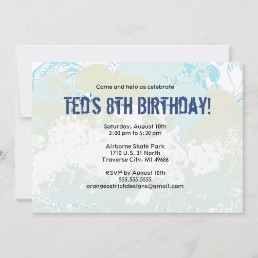 Verjaardag uitnodiging - Skateboard (Achterkant)