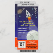 Verjaardag Uitnodiging Space Rocket Theme (Voorkant / Achterkant)