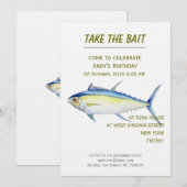 Verjaardag Uitnodiging Tonijn illustratie (Voorkant / Achterkant)