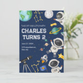 Verjaardag uitnodiging voor een kleine astronaut (Staand voorkant)