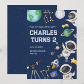 Verjaardag uitnodiging voor een kleine astronaut (Voorkant / Achterkant)