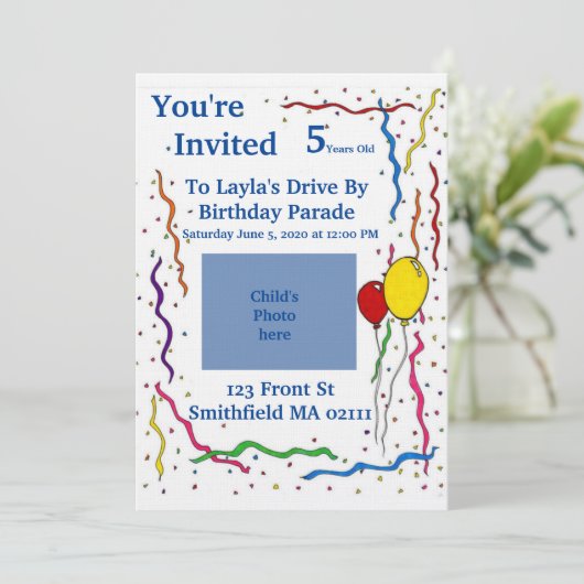 Verjaardag uitnodiging voor kind (Staand voorkant)