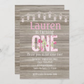 Verjaardag Uitnodiging voor Meisje, Shabby Chic, R (Voorkant / Achterkant)