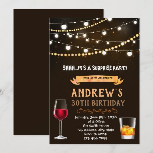 Verjaardag uitnodiging voor wijn voor volwassenen (Voorkant / Achterkant)
