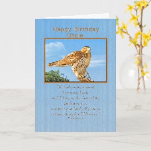 Verjaardag, Uncle, Rough-legged Hawk Kaart (Gele Bloem)